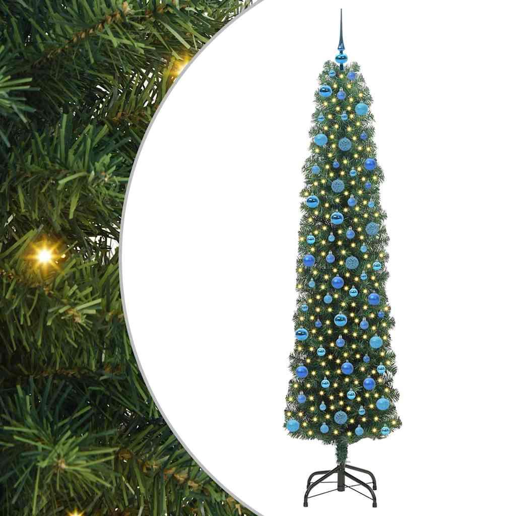 Kunstigt juletræ med stativ Grøn 240 cm PVC og Stål og Plastik