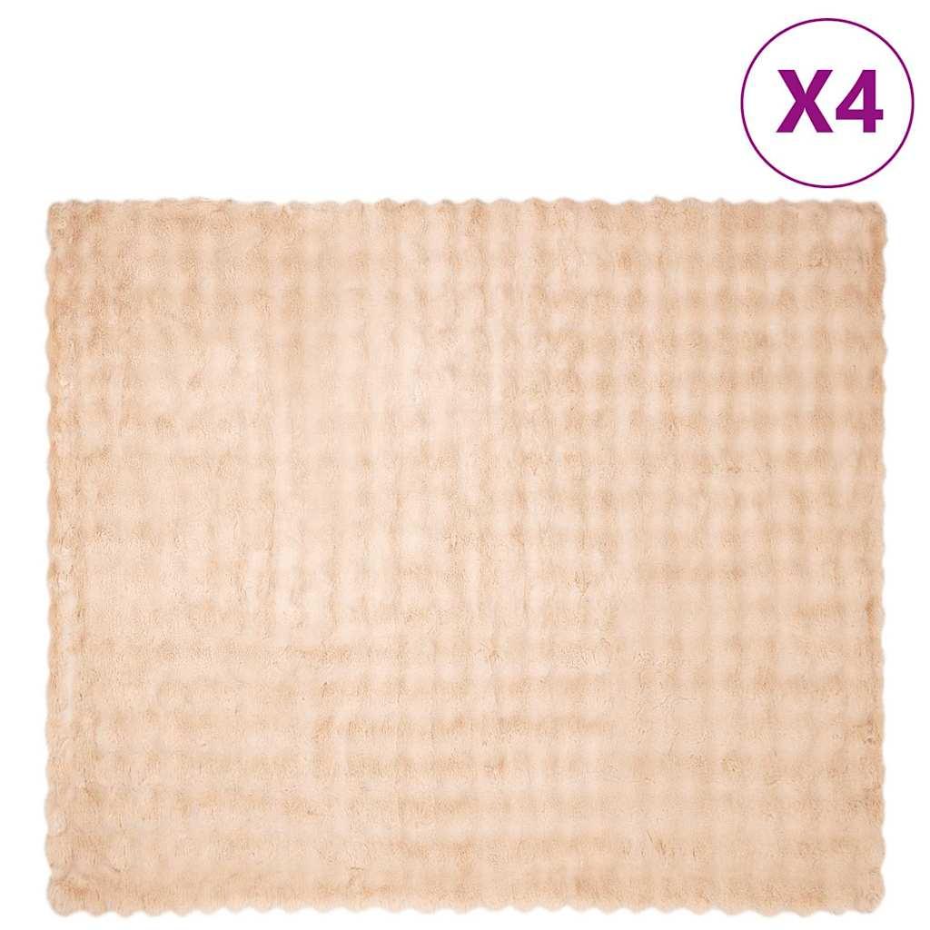 Faux Kanin Pels Tæppe 4 stk Beige 240 x 270 cm Polyester
