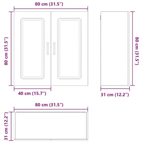 Vægskab til køkken Sonoma eg 80 x 31 x 80 cm Konstrueret træ