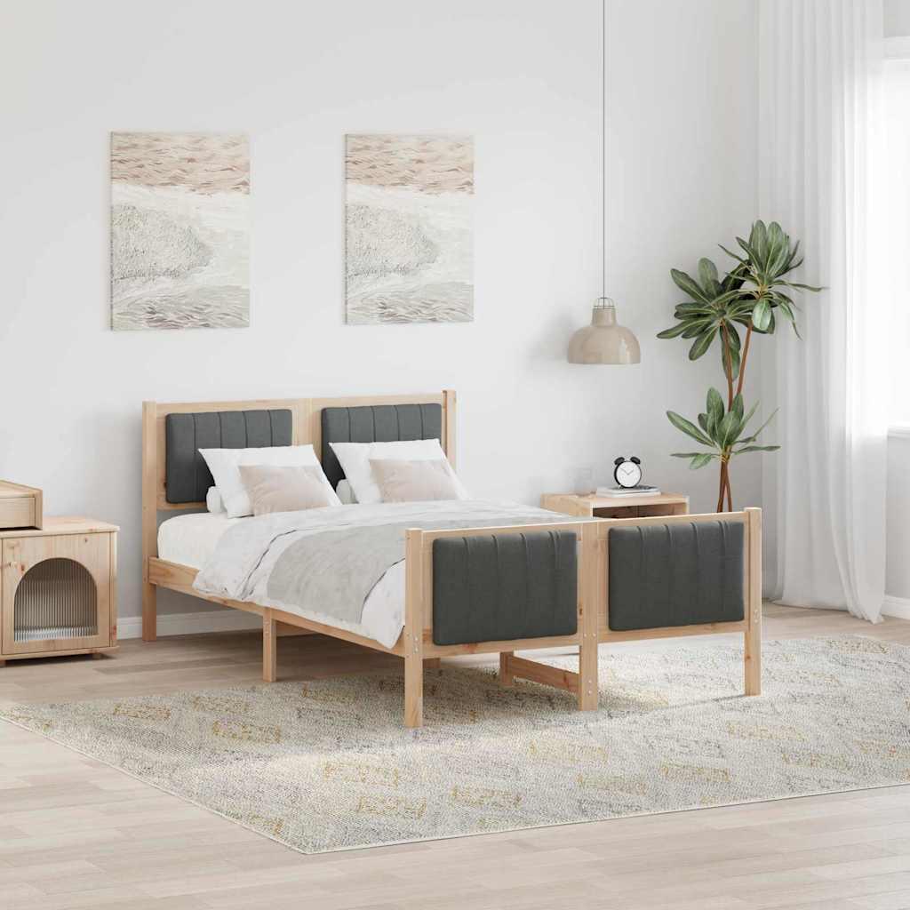 Sengestel brun og mørkegrå 120 x 200 cm Massivt fyrretræ