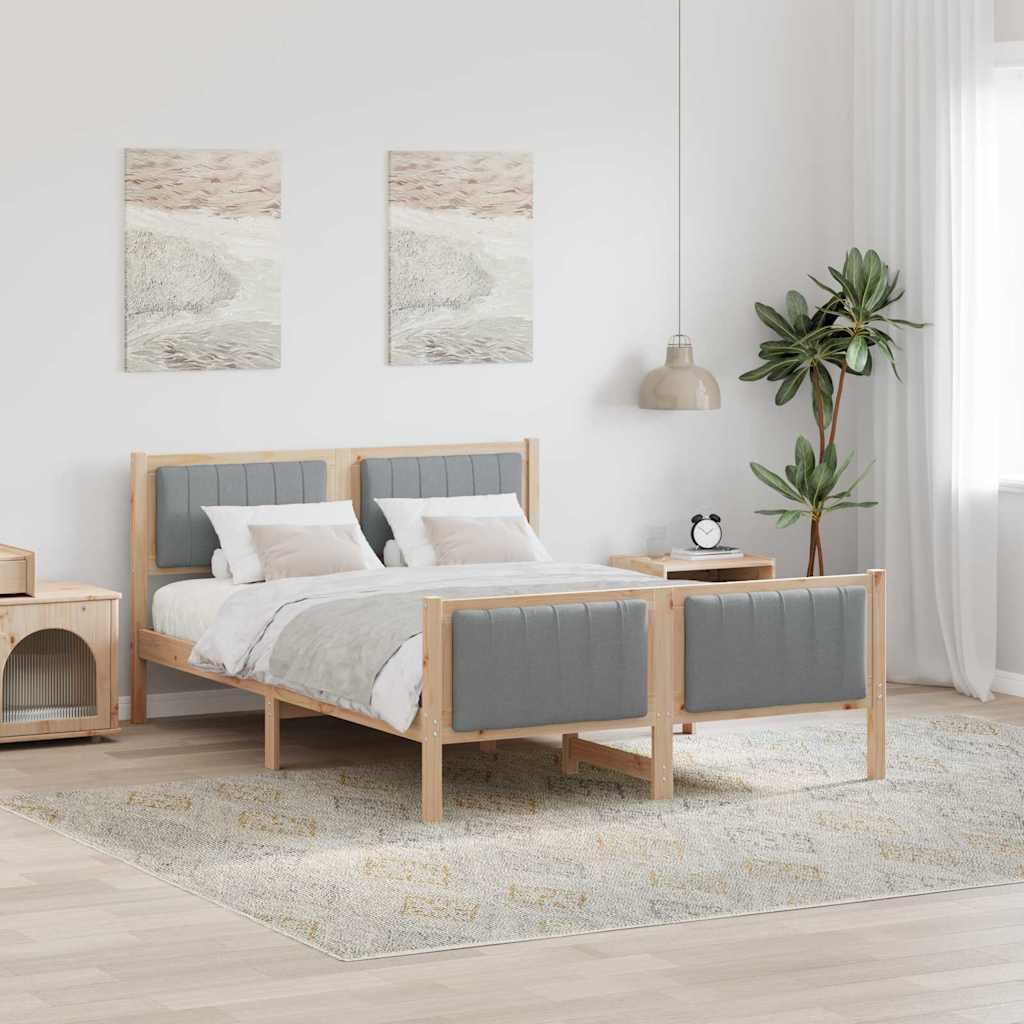 Sengestel Brun og lys grå 140 x 200 cm Massivt fyrretræ