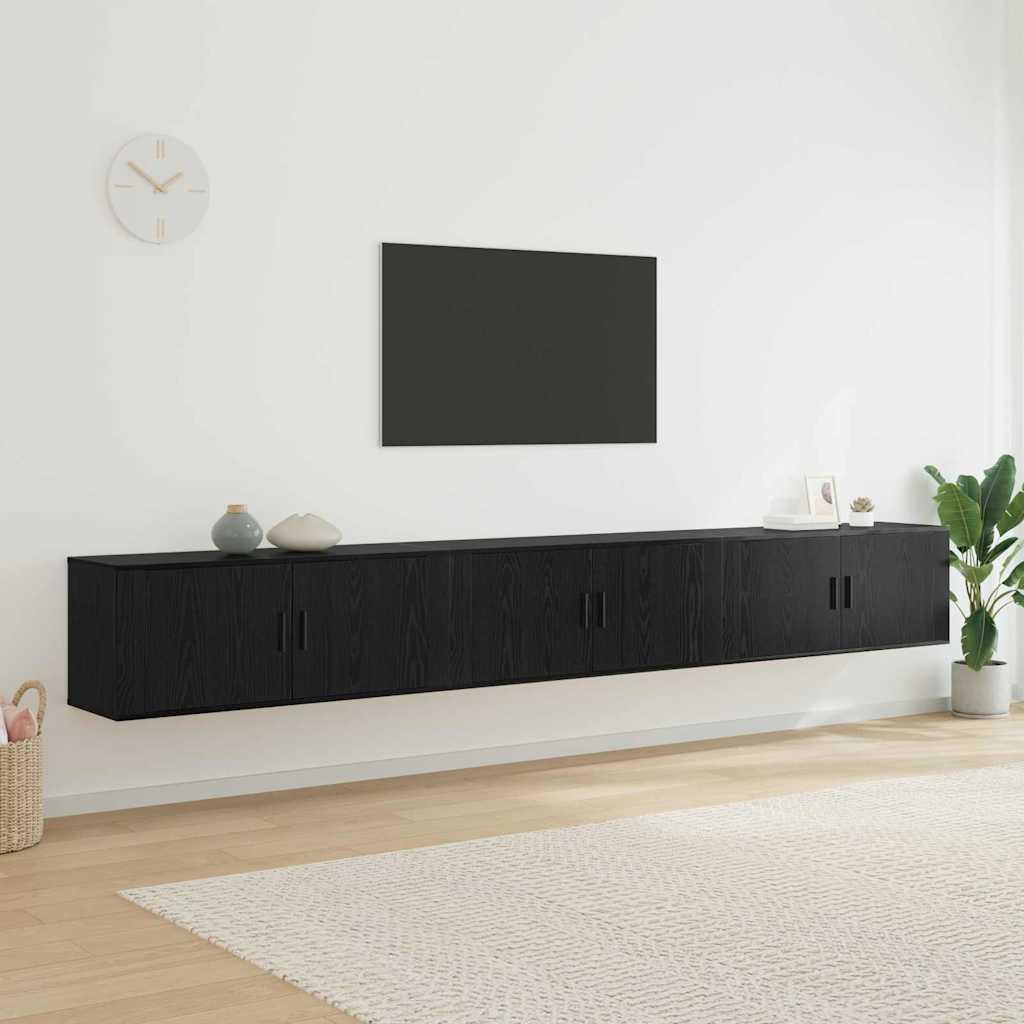 Væghængt TV-skab sæt 3 stk Sort eg 100 x 34,5 x 40 cm