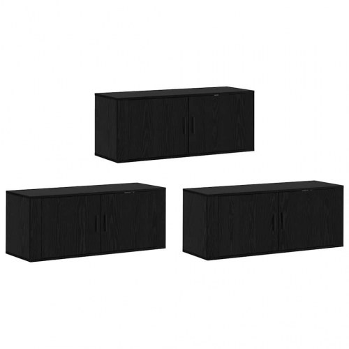 Væghængt TV-skabssæt 3 stk. 100 x 34,5 x 40 cm - sort eg