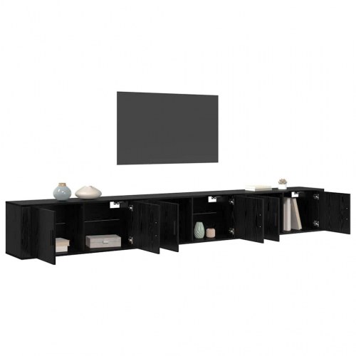 Væghængt TV-skabssæt 3 stk. 100 x 34,5 x 40 cm - sort eg