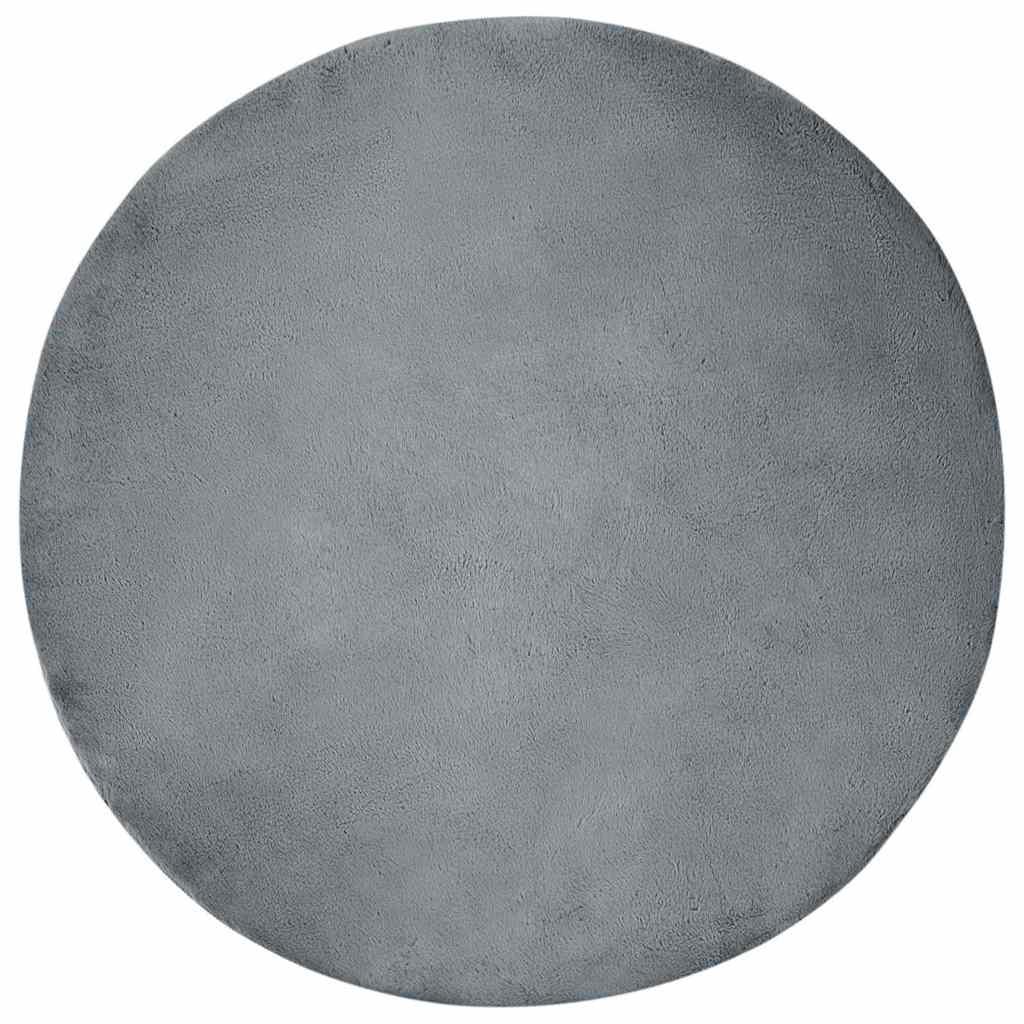 Faux Kanin Pels Tæppe Antracit Ø 160 cm Polyester