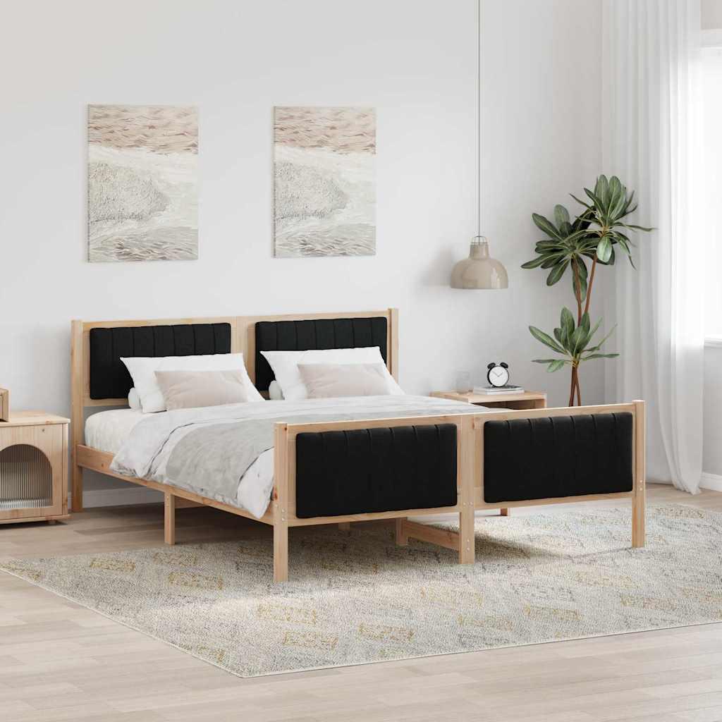 Sengestel Brun og sort 150 x 200 cm Massivt fyrretræ