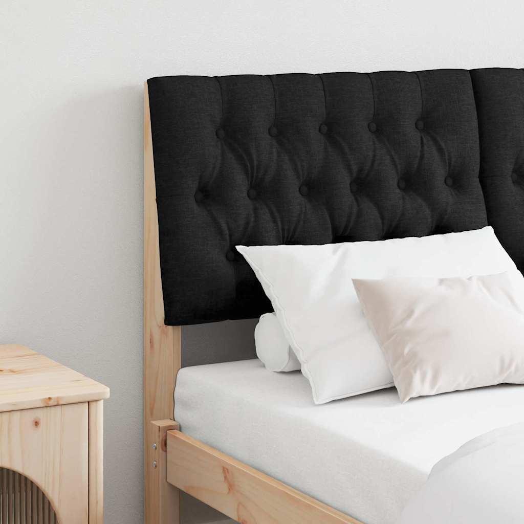 vidaXL Polstret sengegavl Sort 160 cm Massiv fyrretræ