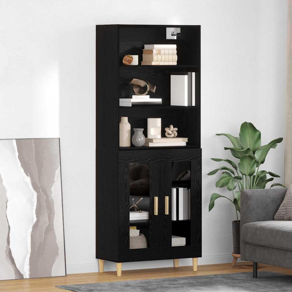 Highboard 2 stk Sort eg 69,5 x 34 x 180 cm Konstrueret træ