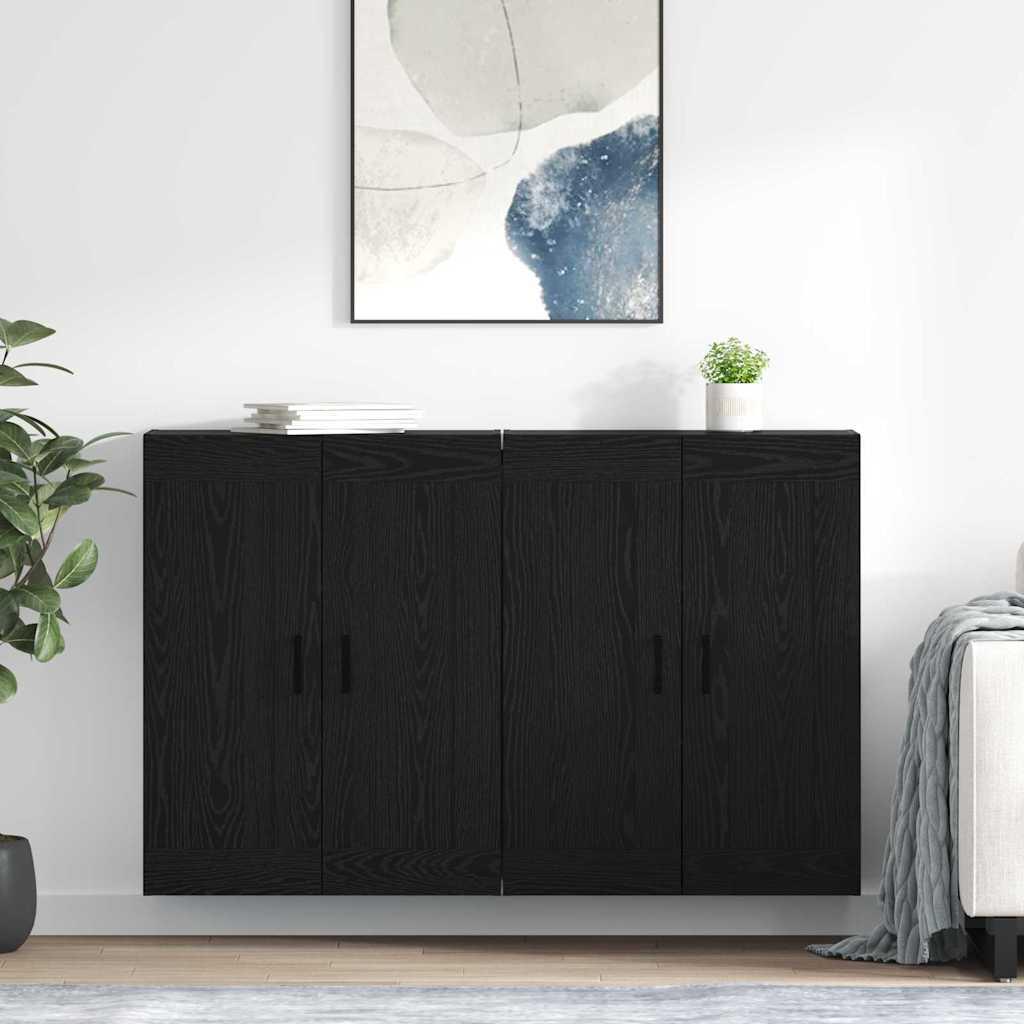 Væghængt skab - 2 stk i sort eg, 69,5 × 34 × 90 cm, konstrueret træ