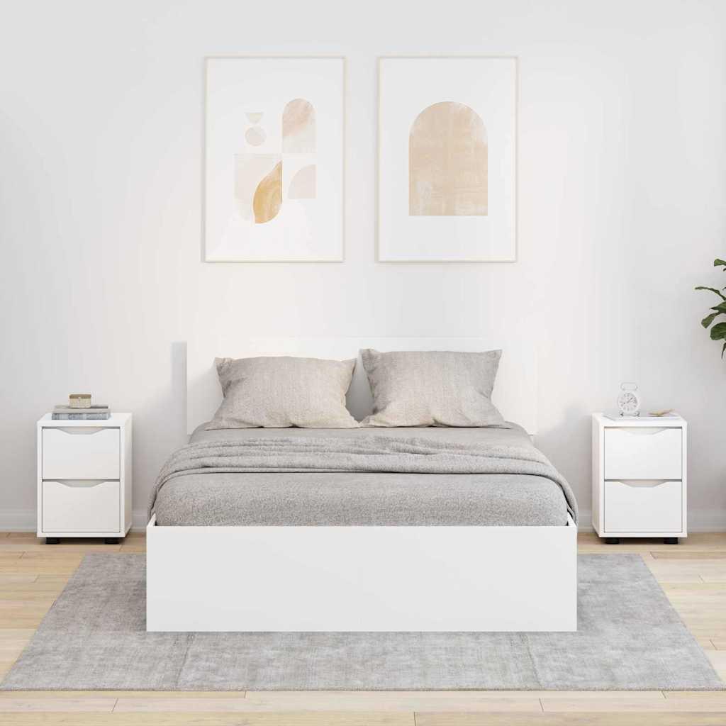 Sengeborde 2 stk Hvid 30,5 x 30 x 43 cm Konstrueret træ