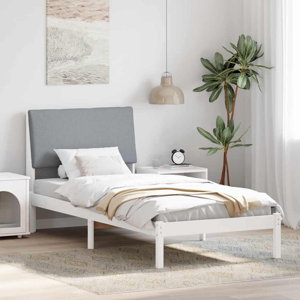 Sengestel Hvid og lys grå 100 x 200 cm Massivt fyrretræ