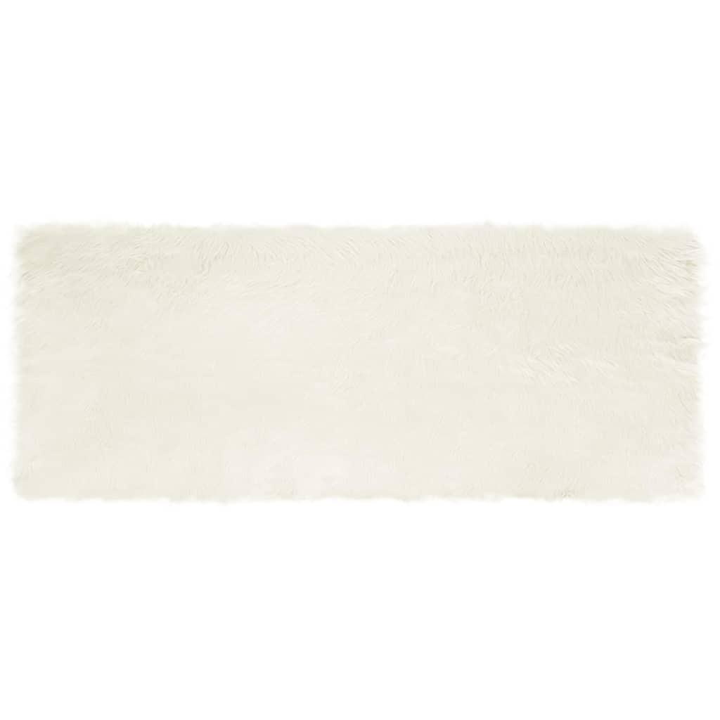 Falsk Fåreskind Tæppe Hvid 80 x 200 cm Polyester