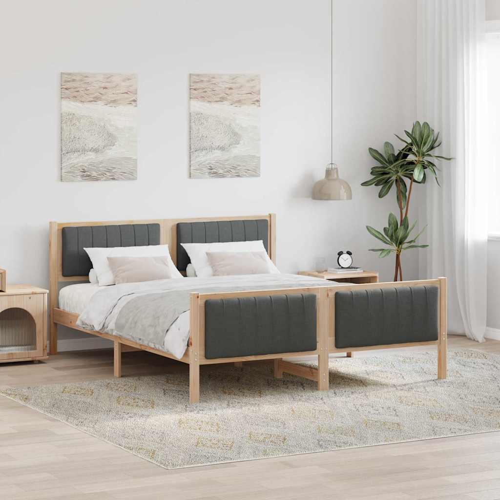 Sengestel brun og mørkegrå 160 x 200 cm Massivt fyrretræ