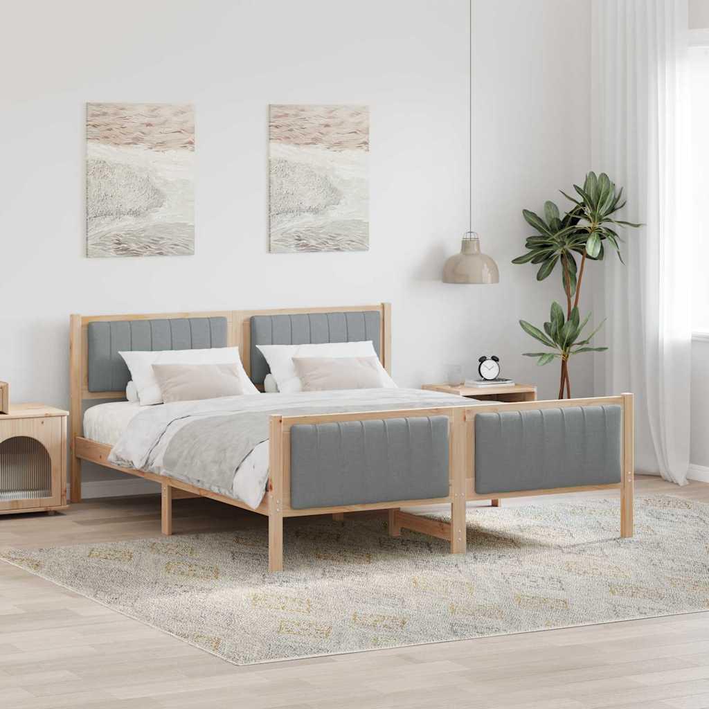 Sengestel Brun og lys grå 160 x 200 cm Massivt fyrretræ