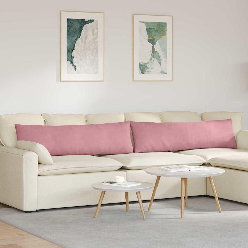 Sofapuder 2 Dele 60 X 40 Cm Velourstof - Lyserød / 40 x 145 cm