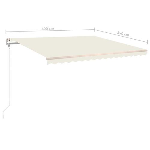 Markise m. LED + vindsensor 400x350 cm automatisk creme