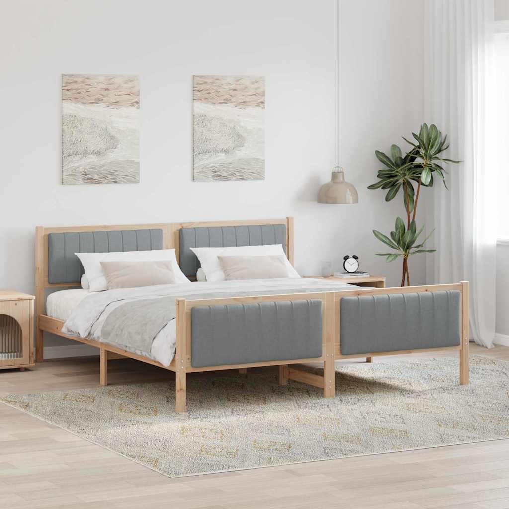 Sengestel i massivt fyrretræ - brun/lys grå 180 x 200 cm