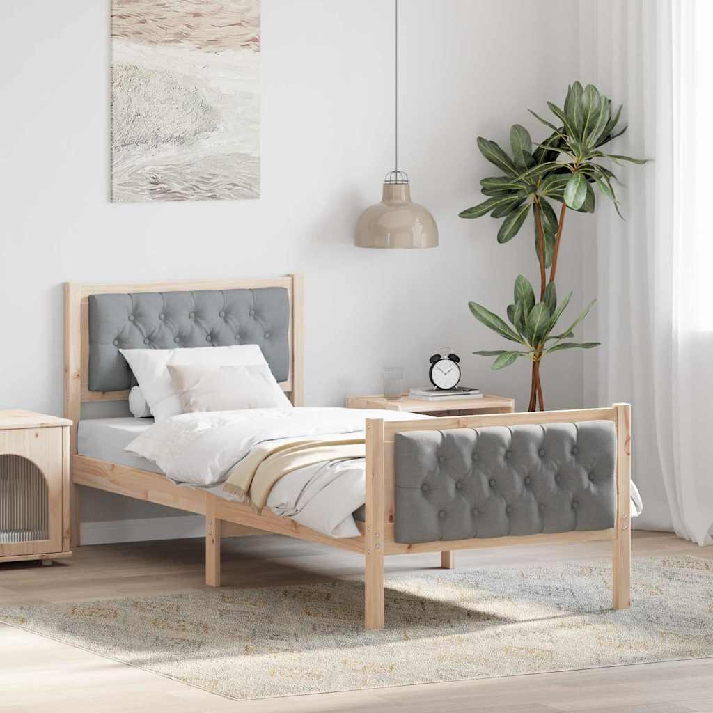 Sengestel med hovedgærde Lysegrå 80 x 200 cm Stof