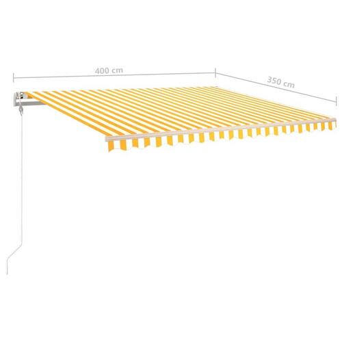 Markise m. LED + vindsensor 400x350 cm automatisk gul/hvid