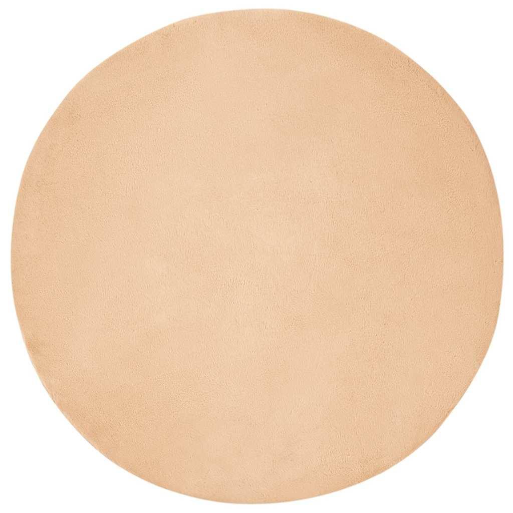 Faux Kanin Pels Tæppe Gråbrun Ø 120 cm Polyester