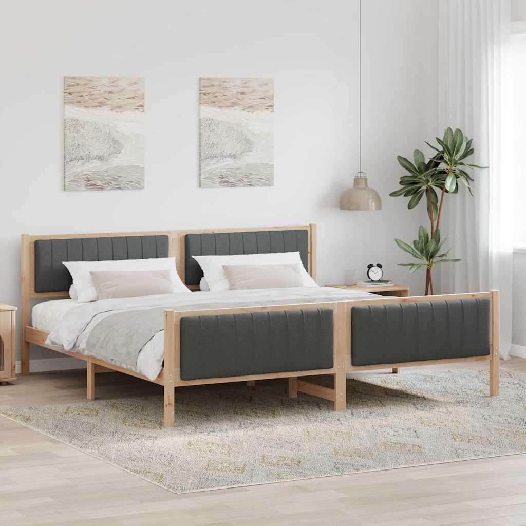 Sengestel 200 x 200 cm i massivt fyrretræ - brun/mørkegrå