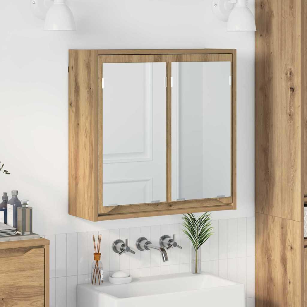Badeværelsesspejlskab artisan egetræ 60 x 20 x 60 cm billede