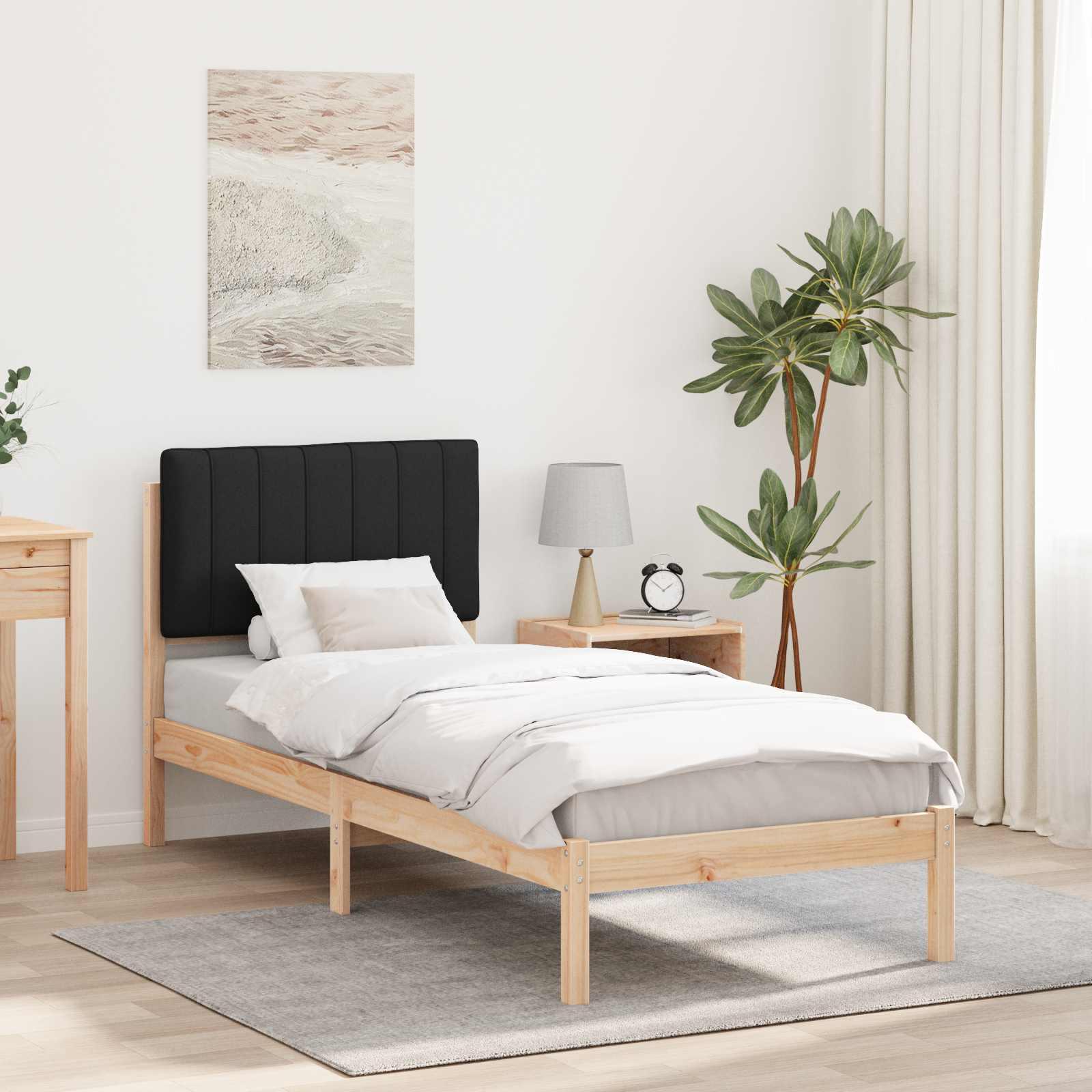 Sengestel med polstret hovedgavl - sort, 80 x 200 cm