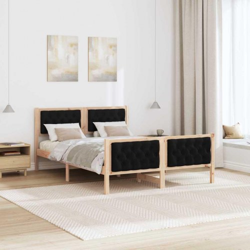 Sengestel med hovedgærde 140 x 190 cm - sort