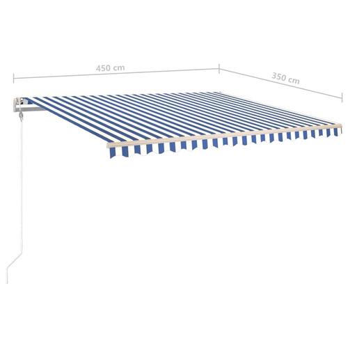 Markise 450x350 cm automatisk betjening blå og hvid