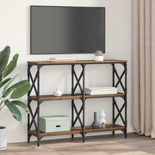 Konsolbord i gammelt trælook - 100 × 28 × 80,5 cm, konstrueret træ med stålramme