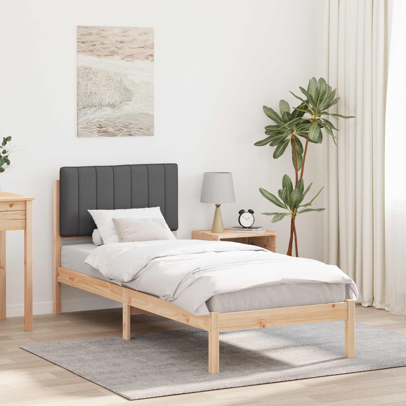 Sengestel med Polstret Hovedgavl Mørkegrå 80 x 200 cm