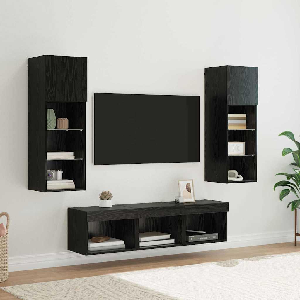 TV Vægmonteringer 5 stk Sort eg 60 x 30 x 30 cm Konstrueret træ