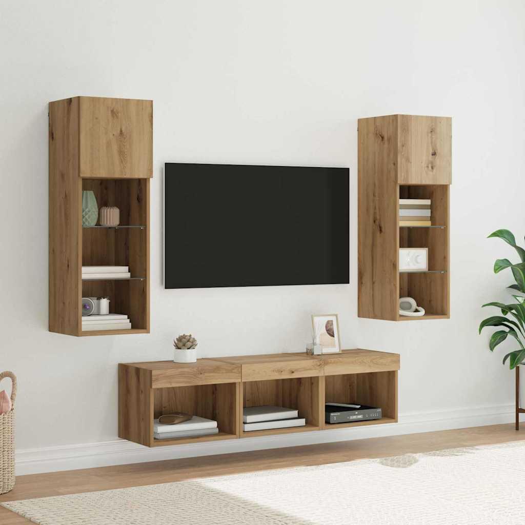 TV Vægmonteringer 5 stk Sort eg 60 x 30 x 30 cm Konstrueret træ