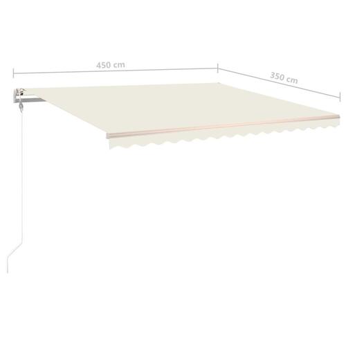 Markise m. LED + vindsensor 450x350 cm automatisk cremefarvet