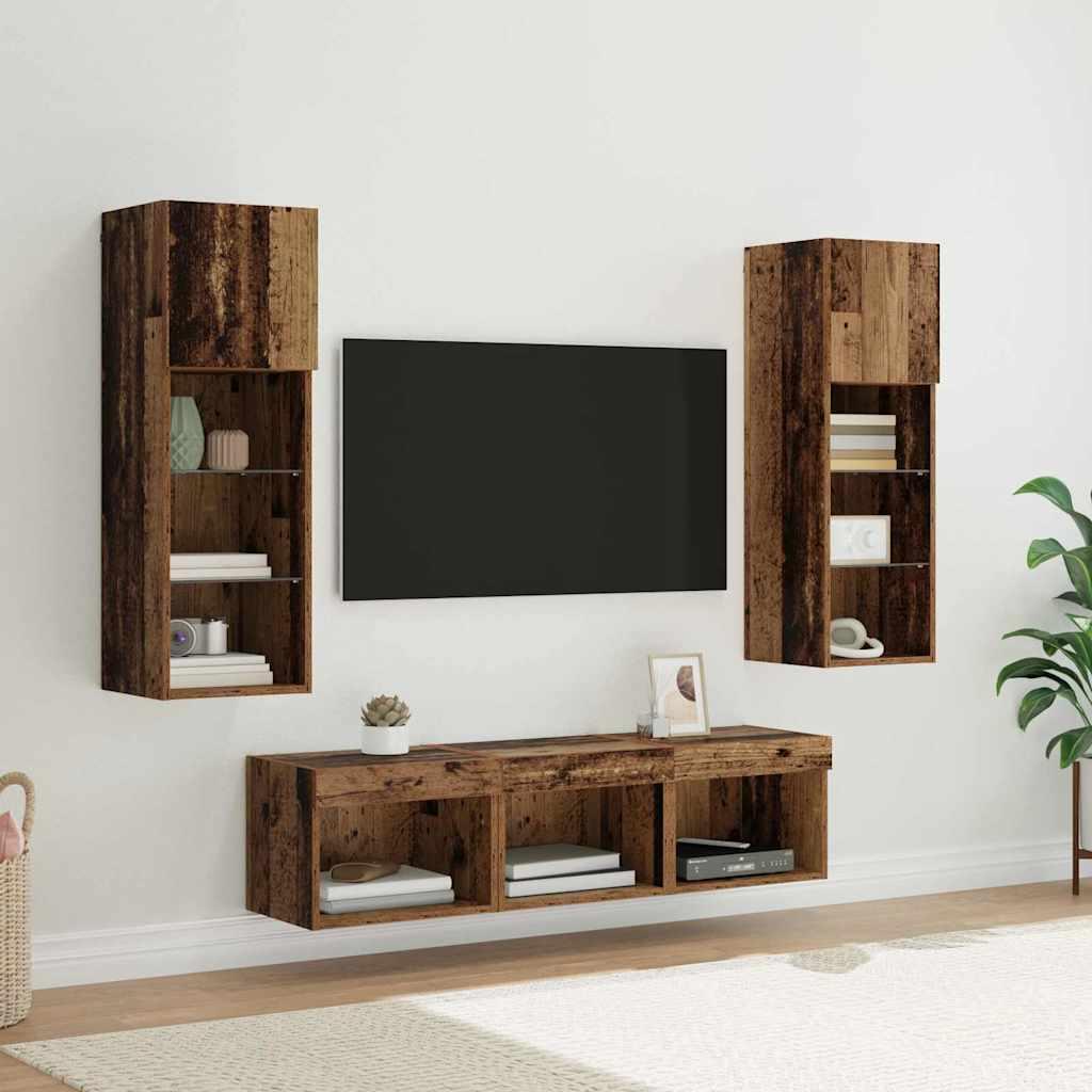 TV Vægmonteringer 5 stk Sort eg 60 x 30 x 30 cm Konstrueret træ