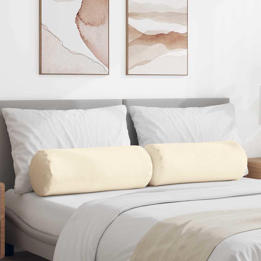 Bolsterpuder 2 pcs Creme Ø 25 x 70 cm Velourstof