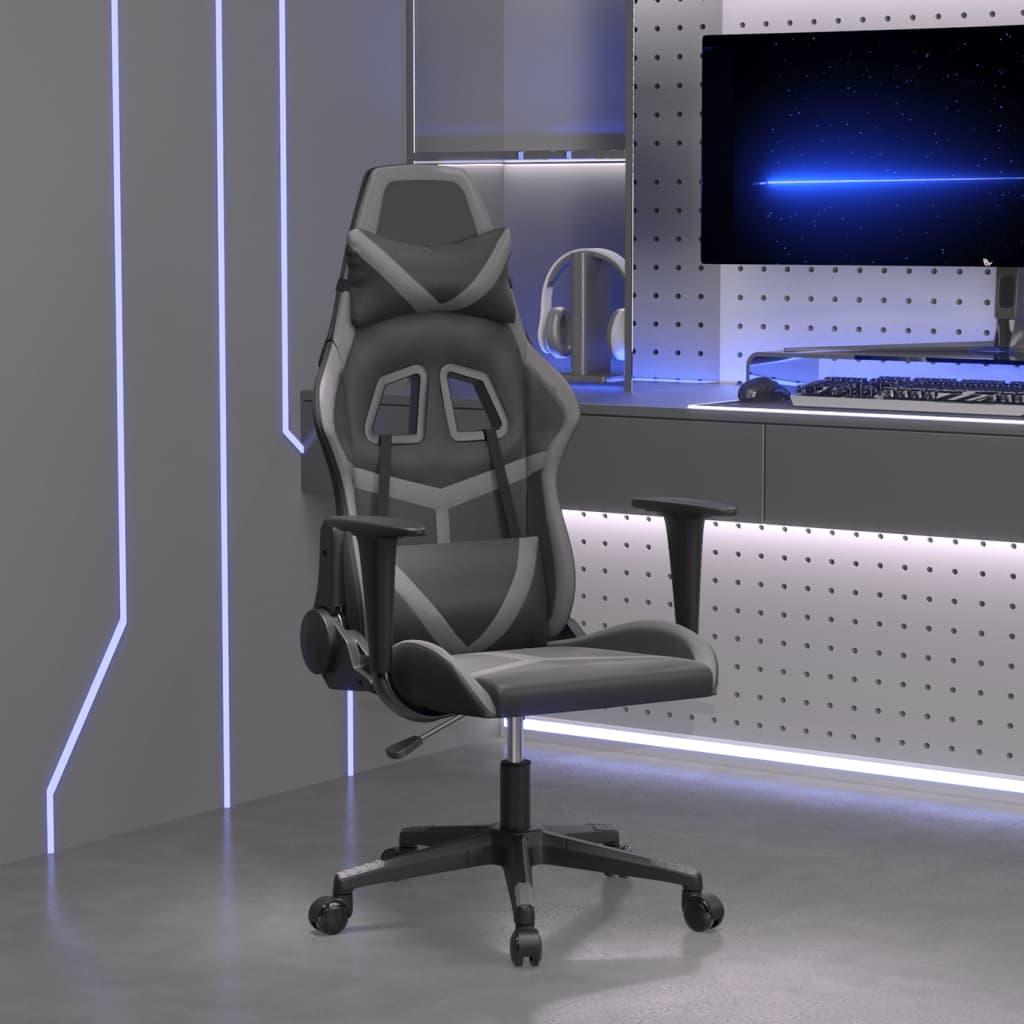 Gamingstol m. massagefunktion kunstlæder sort og grå