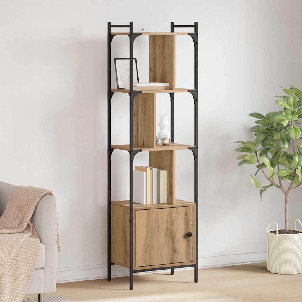 Bogreol i artisan egetræ - konstrueret træ, 44,5 × 30 × 154,5 cm