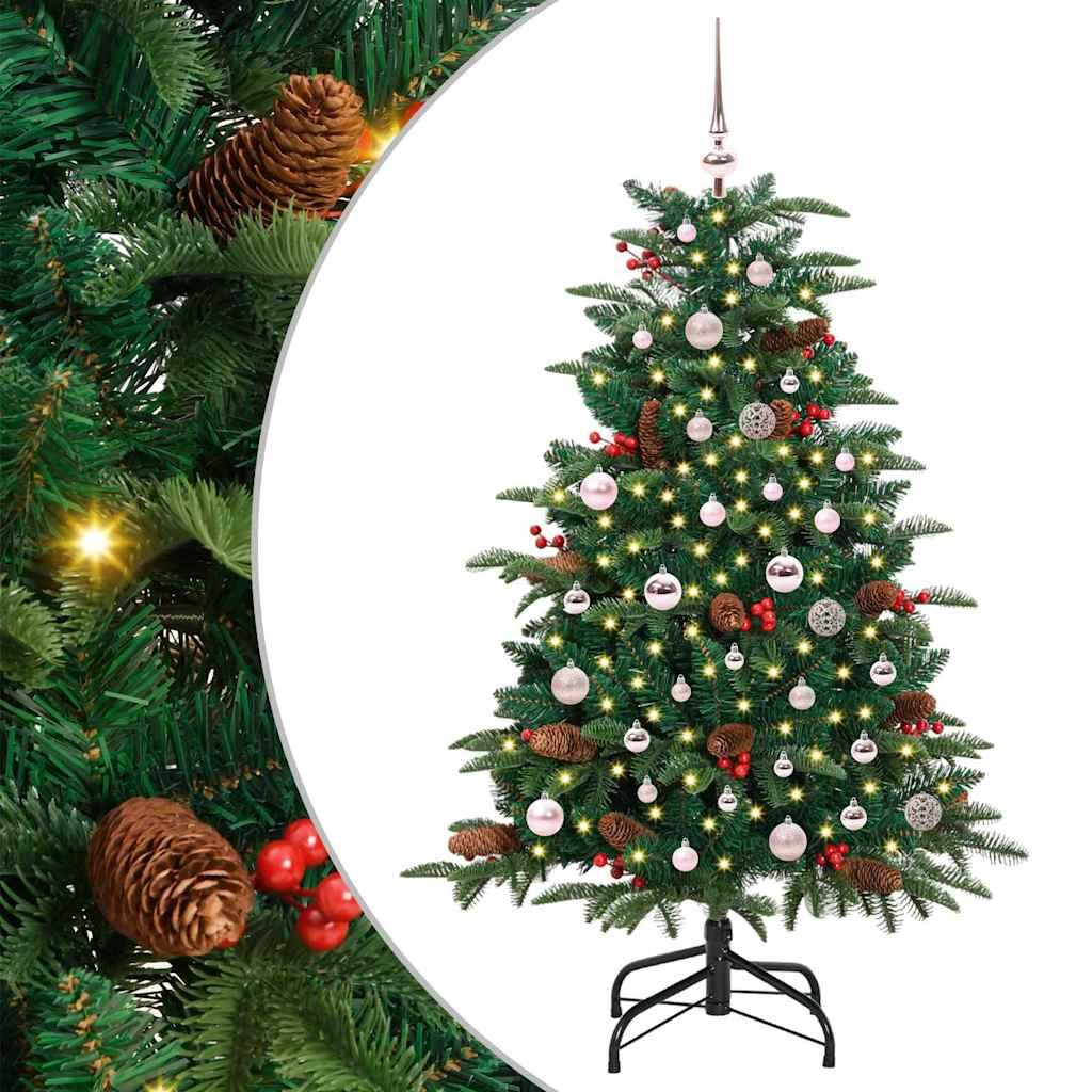 Kunstigt juletræ med LED og stativ - grøn 150 cm (PVC/metal/plast)