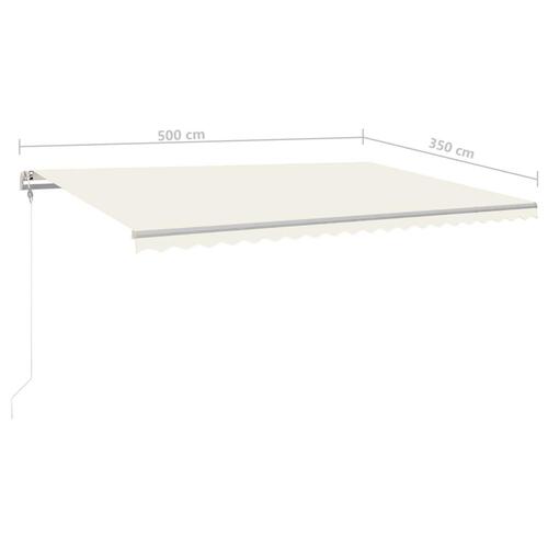 Markise m. LED + vindsensor 500x350 cm automatisk cremefarvet