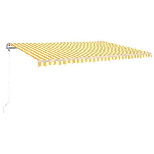 Markise m. LED + vindsensor 500x350 cm automatisk gul og hvid