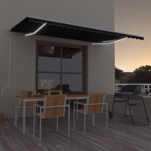Automatisk markise med LED og vindsensor 500 × 350 cm - antracitgrå