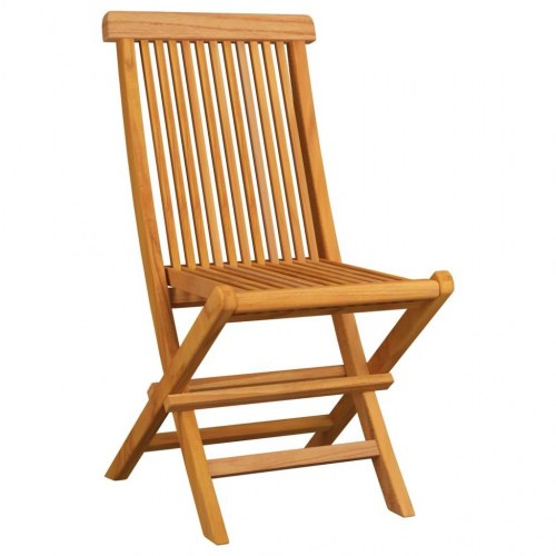 Foldbare havestole i massivt teak med grå hynder - 2 stk.