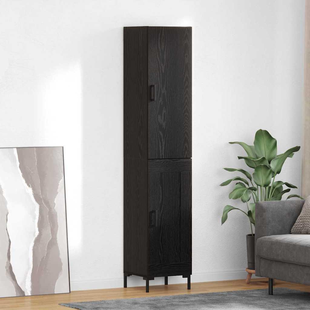 Highboard Vægmonteret 2 stk Sort eg Konstrueret træ