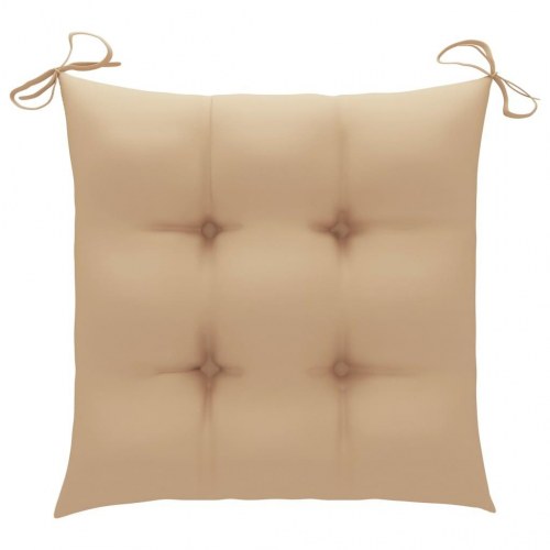 Foldbare havestole i massivt teaktræ med beige hynder - 2 stk.
