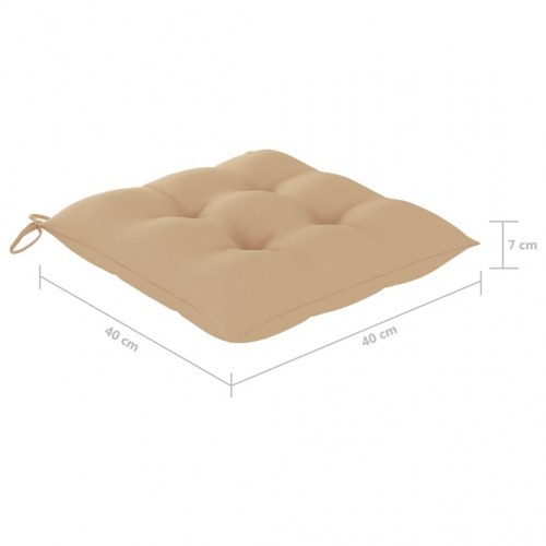 Foldbare havestole i massivt teaktræ med beige hynder - 2 stk.