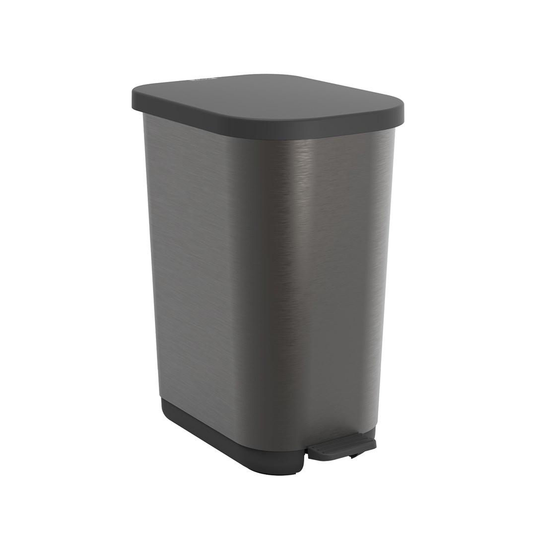 Skraldespand med pedal rotho Ribo, grafit – 35 l