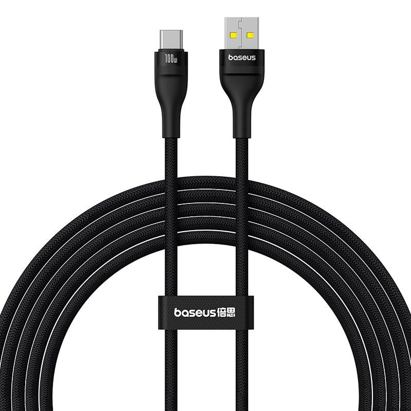 USB-C hurtig opladningskabel 2 m 100 W - Baseus Flash 2, sort billede