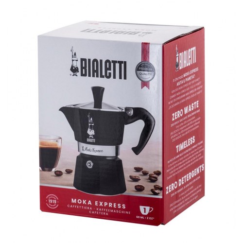 Kaffekande moka - Bialetti Moka pot, sort, 1 kop, aluminium