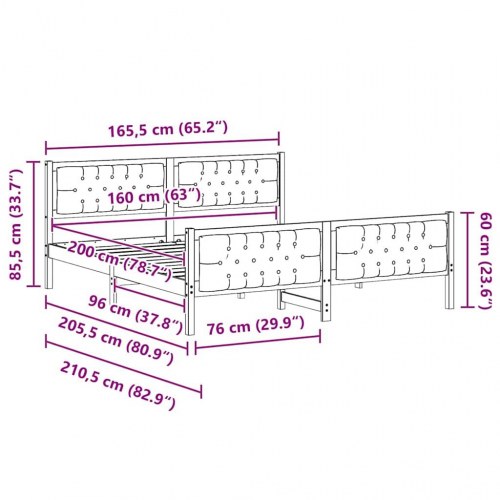 Sengestel med hovedgærde mørkegrå 160 x 200 cm massiv fyrretræ